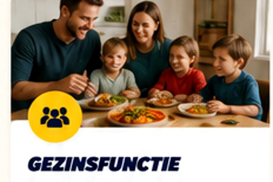 Gezin aan tafel met een normale maaltijd